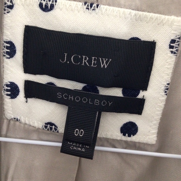 J Crew schoolboy blazer jacket women 00 blue white polka dot linen career classy - Picture 7 of 12